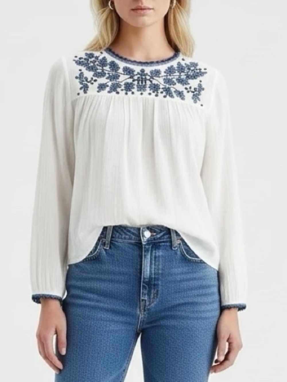 Lucky Brand Boho Embroidered Top